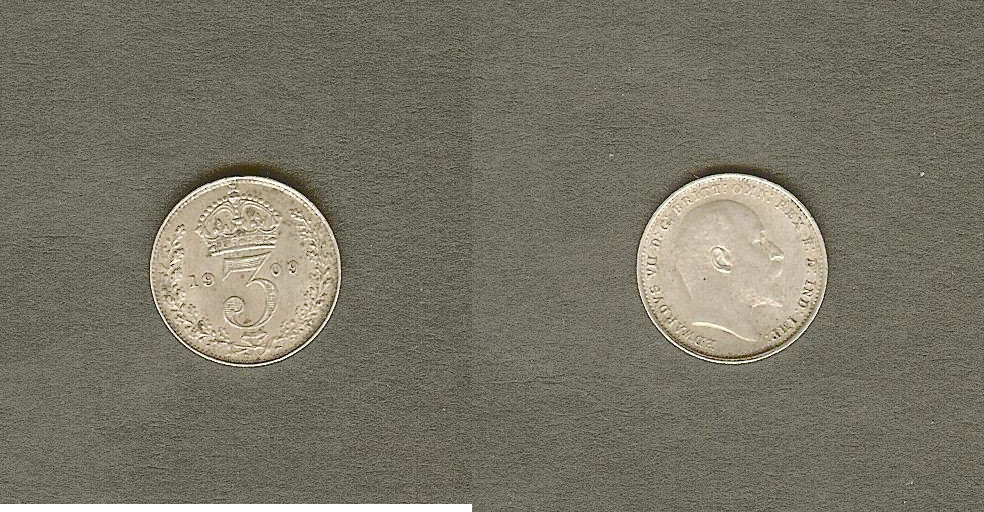 Royaume Uni 3 pence 1909 SUP+
